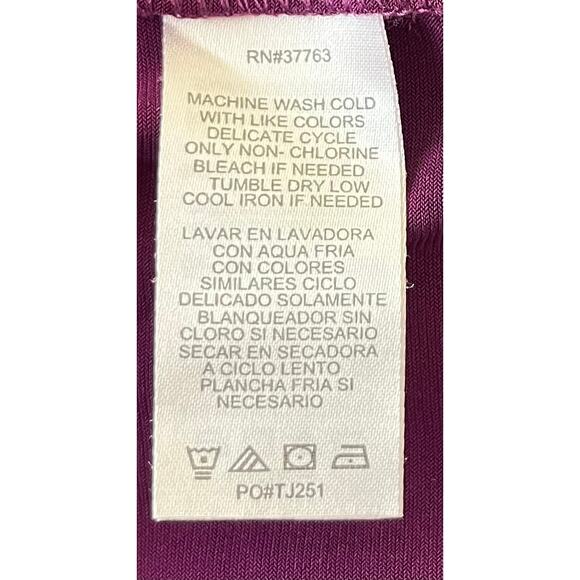 LAUNDRY BY DESIGN CAP SLEEVE DRESS, WOMENS, L, BURGANDY & BLUE HEM, FIT & FLARE - Picture 10 of 11